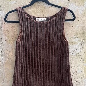 Vintage Jaeger Women's Brown Knit Tank Top, Small